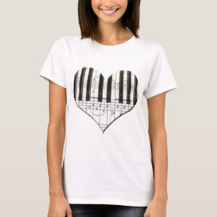 I Love Piano or Organ Music Heart Keyboard T-Shirt