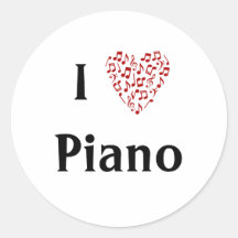 I Love Piano Red Heart of Music Notes
