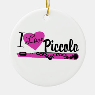 I Love Piccolo Marching Band Photo Ceramic Ornament