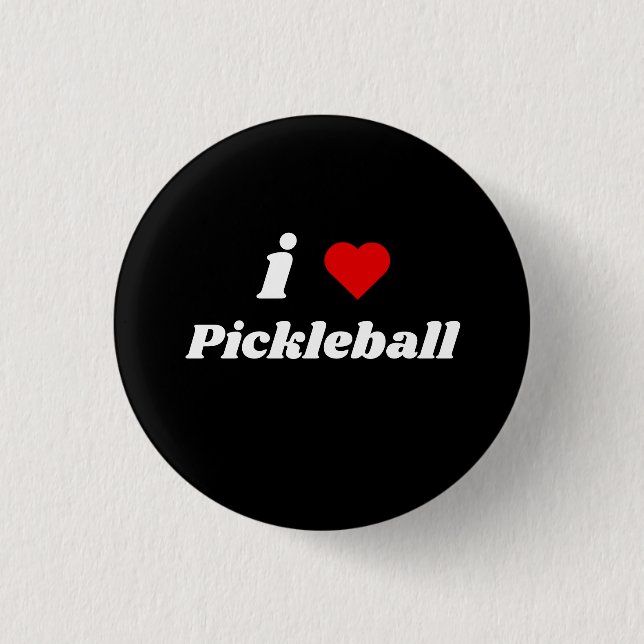 I Love Pickleball  3 Cm Round Badge (Front)