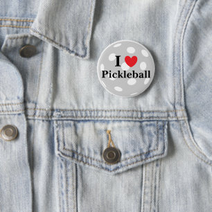 "I Love Pickleball" 6 Cm Round Badge