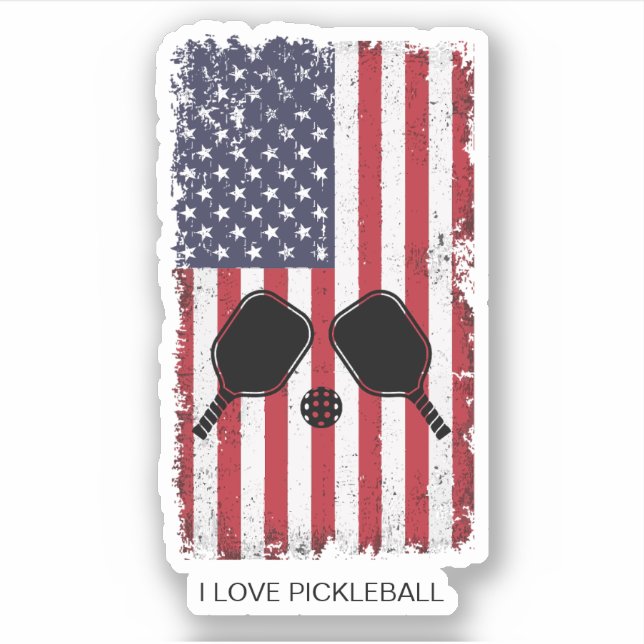 I Love Pickleball American Flag Personalised (Front)