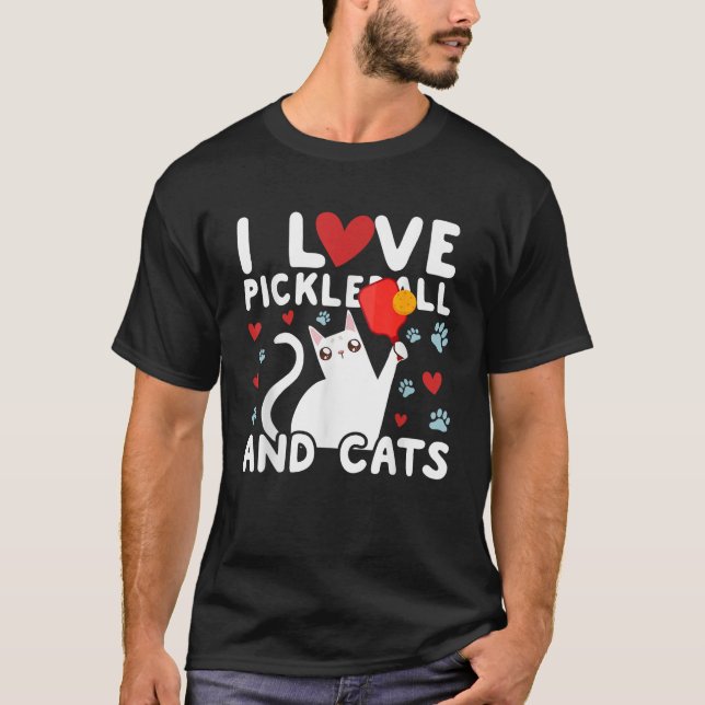 I Love Pickleball Cats White Cat Fitness Workout G T-Shirt (Front)