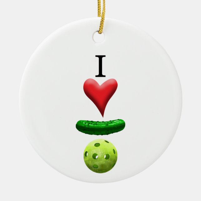 I Love Pickleball - Ceramic Ornament (Front)