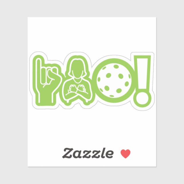 I Love Pickleball (Deaf) Sticker (Sheet)