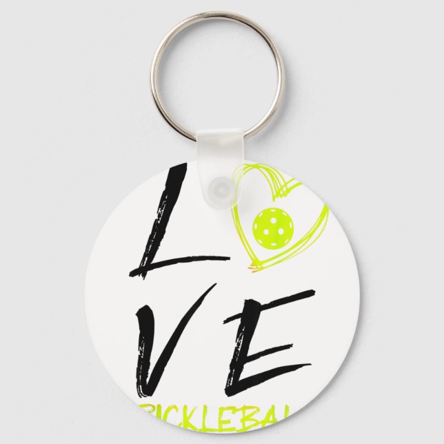 I love pickleball funny pickle ball  key ring (Front)