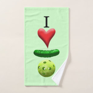I Love Pickleball Logo - Green - Sweat Towel