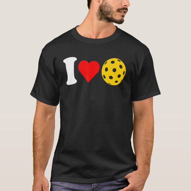 I Love Pickleball Paddleball Lover Red Heart Valen T-Shirt (Front)
