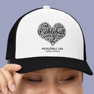 I Love Pickleball Personalised Name Word Art Heart Trucker Hat
