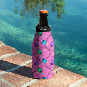 I love Pickleball pink Bottle Cooler