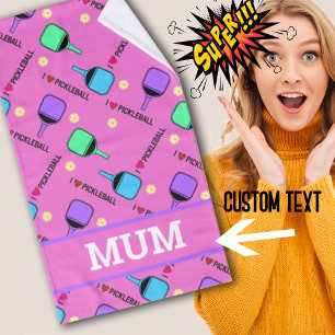 I love Pickleball pink  Hand Towel