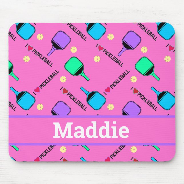 I love Pickleball pink  Mouse Pad (Front)
