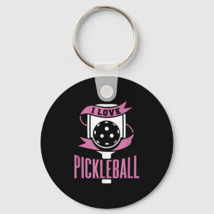I Love Pickleball Quote Paddle And Ball Sports Gra Key Ring
