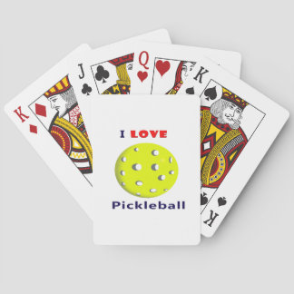 i love pickleball red text pickleball graphic.png playing cards
