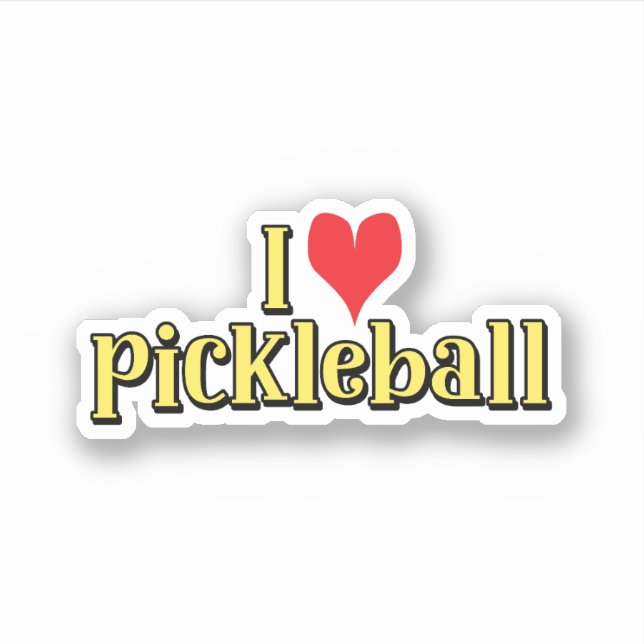 I love pickleball Text on Yellow with Red Heart (Front)