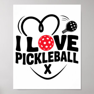 I love pickleball valentine day heart poster