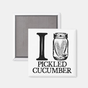 I Love Pickled Cucumber - Vintage Pickle Cucumber Magnet