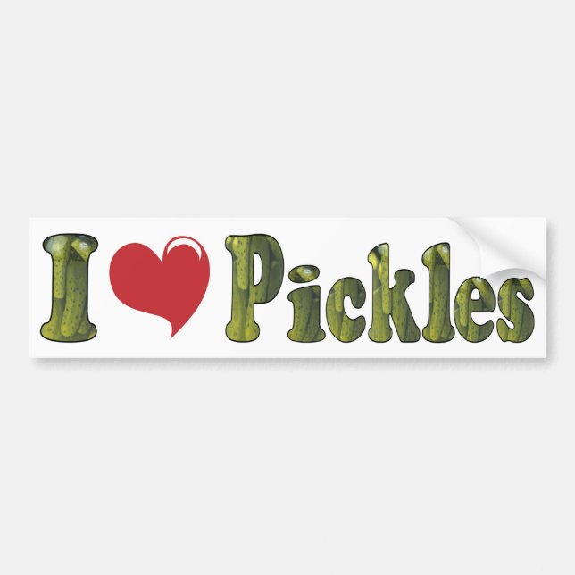 I Love Pickles Bumper Sticker (Front)