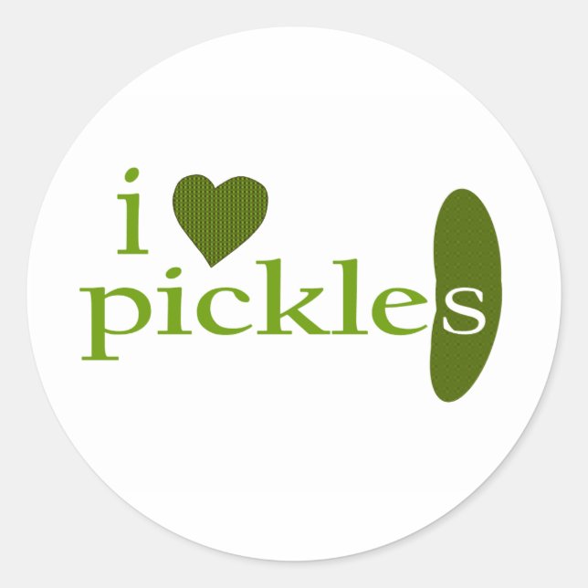 I Love Pickles Classic Round Sticker (Front)