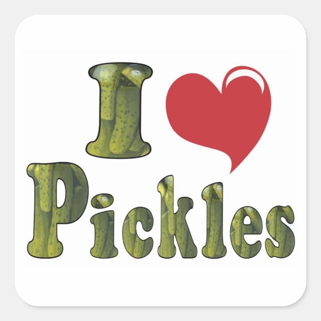 I Love Pickles Square Sticker (Front)