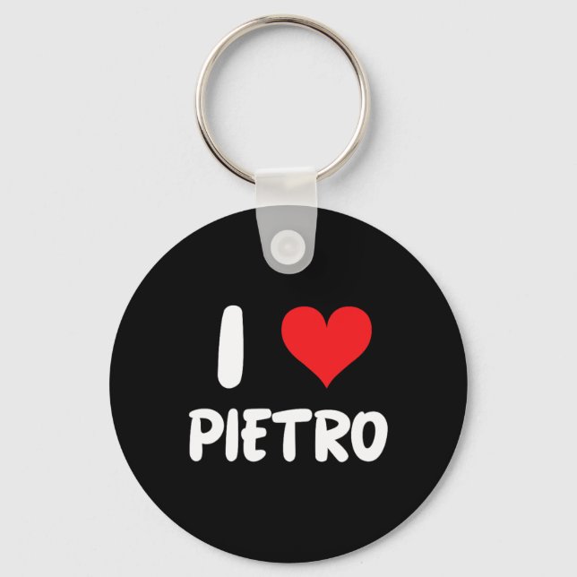 I Love Pietro - Heart - Name  Key Ring (Front)