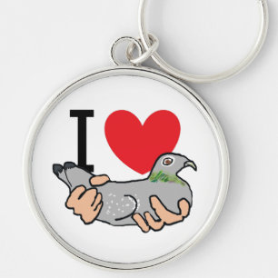 I Love Pigeons Key Ring