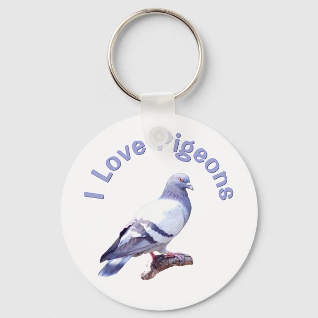 I Love Pigeons Key Ring (Front)