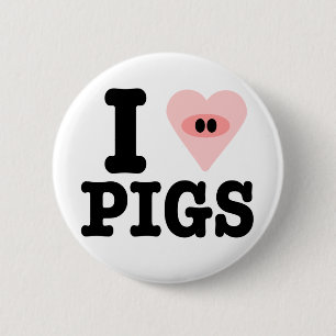 i love pigs 6 cm round badge