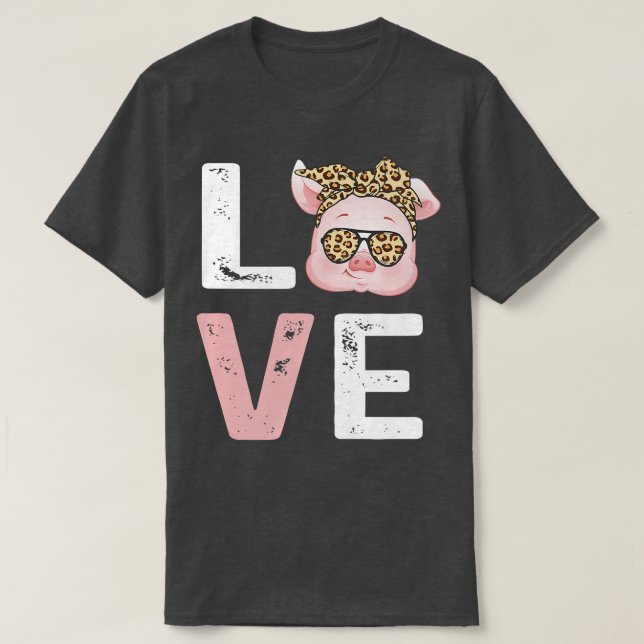 I Love Pigs Funny Pig Lover Farmer Cute Leopard Ba T-Shirt (Design Front)