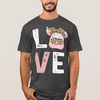 I Love Pigs Funny Pig Lover Farmer Cute Leopard Ba T-Shirt