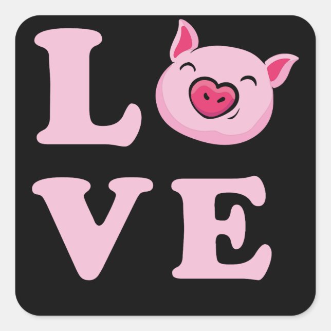 I Love Pigs Funny Pig Lover Square Sticker (Front)