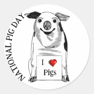 I Love Pigs * National Pig Day  Classic Round Sticker