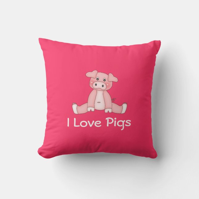 I Love Pigs Pillow (Front)