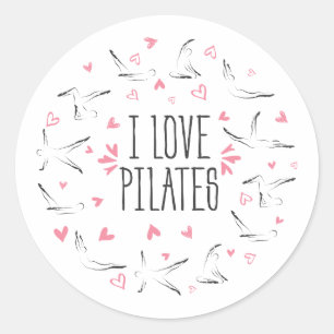 I LOVE PILATES Pilates Poses in shape of a circle Classic Round Sticker