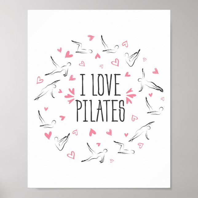 I LOVE PILATES Pilates Poses in shape of a circle Poster (Front)