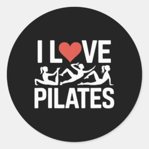 I Love Pilates Workout Motivation Design Classic Round Sticker