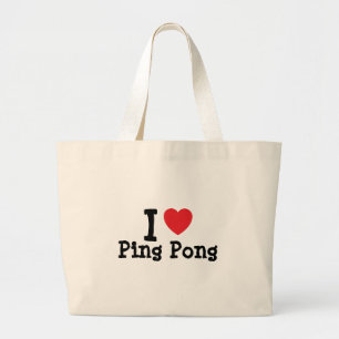I love Ping Pong heart custom personalised Large Tote Bag