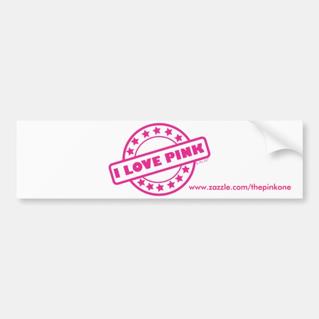 I Love Pink Bumper Sticker (Front)