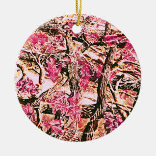 I Love Pink Camo Ceramic Ornament
