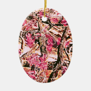 I Love Pink Camo Ceramic Ornament