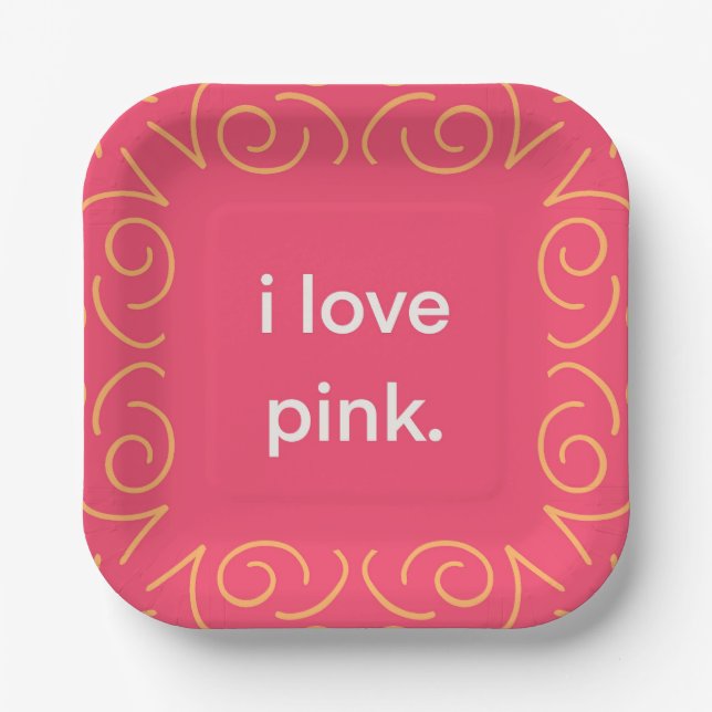 I love pink espresso mug paper plate (Front)