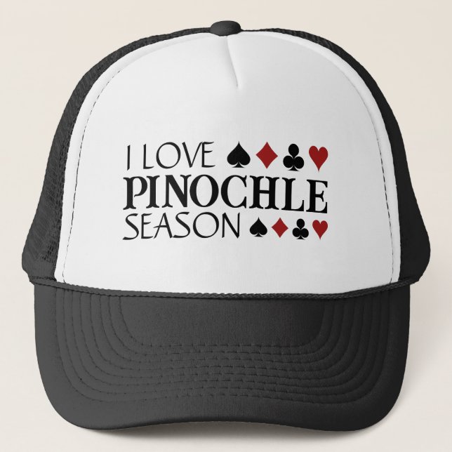  I Love Pinochle Season and Suits T-Shirt Trucker Hat (Front)