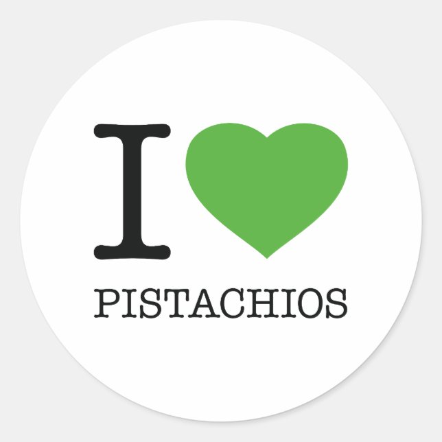 I LOVE PISTACHIOS CLASSIC ROUND STICKER (Front)