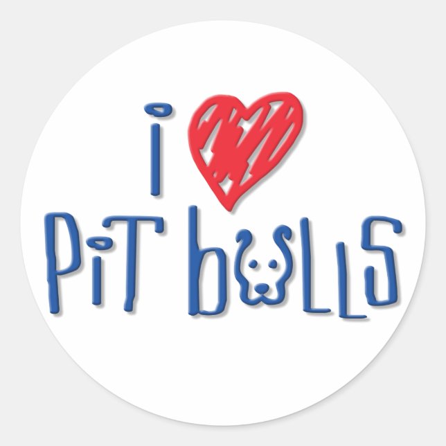 I Love Pit Bulls Classic Round Sticker (Front)