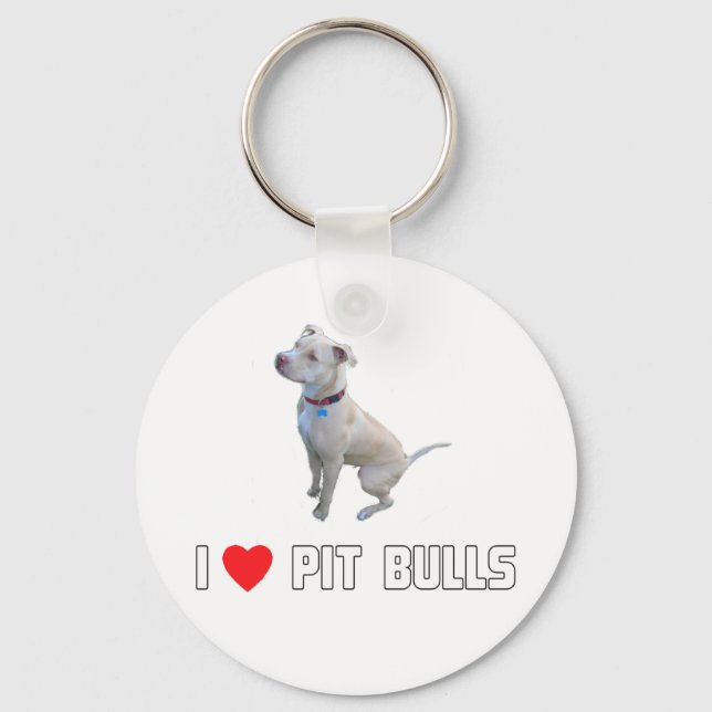 I Love Pit Bulls Key Ring (Front)