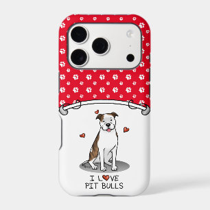 I Love Pit Bulls (lt brindle white 3) Hearts Cute