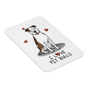 I Love Pit Bulls (lt brindle white 3) Hearts Cute Magnet