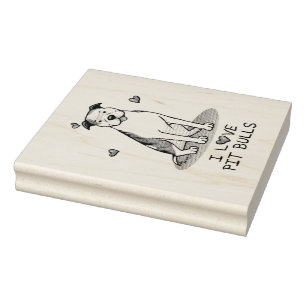 I Love Pit Bulls (lt brindle white 3) Rubber Stamp