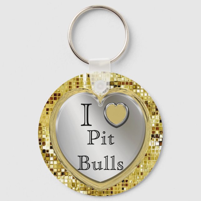I Love Pit Bulls Or ? Heart Keychain (Front)