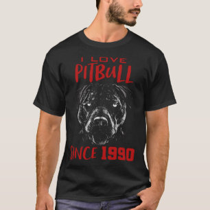 I love pitbull since 1990 T-Shirt